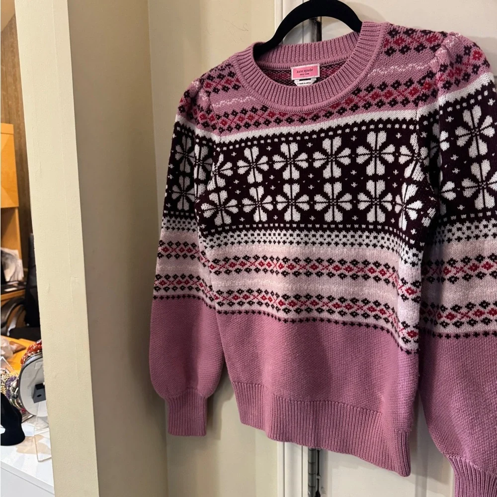kate spade Pink Fair Isle Wool Sweater